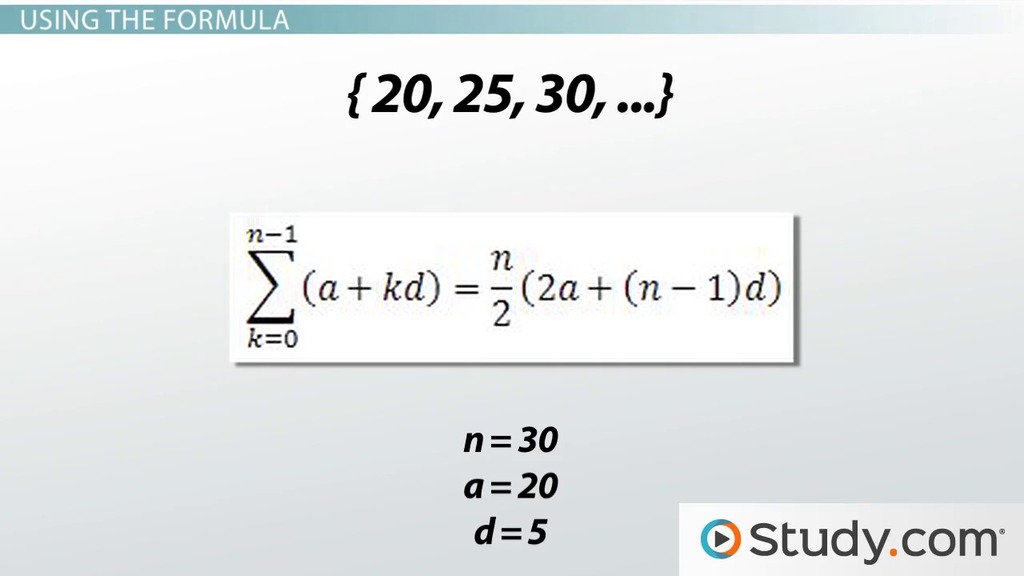 The Sum Of First N Terms An Arithmetic Sequence Video The Sum Of First N Terms An Arithmetic Sequence Video Lesson Transcript Study Com