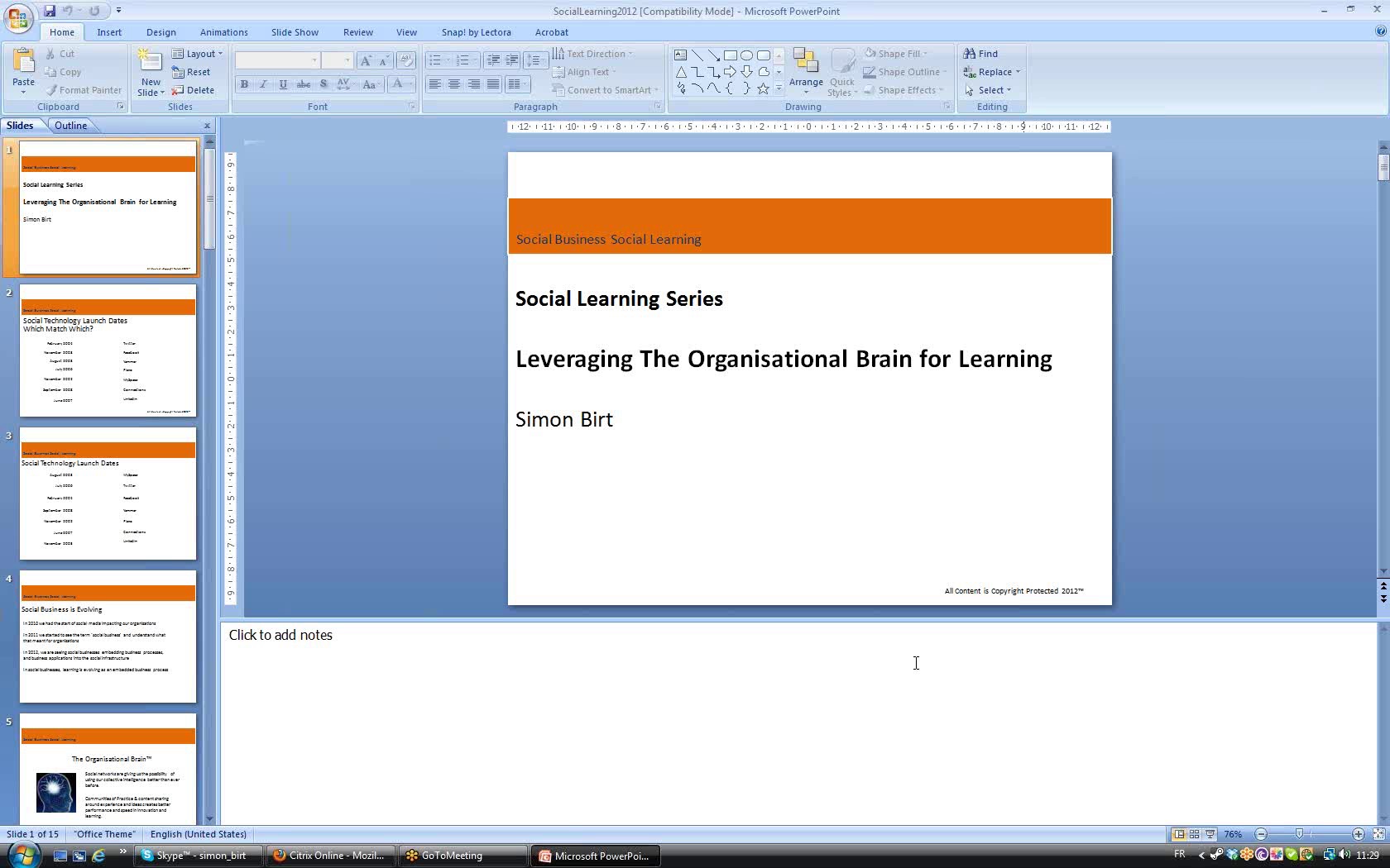 Call With Reed Elsevier On Social Learning & Knowledge Sharing