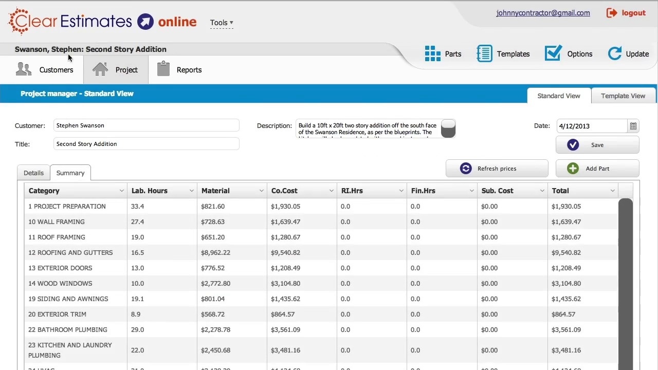 clear estimates construction estimating software