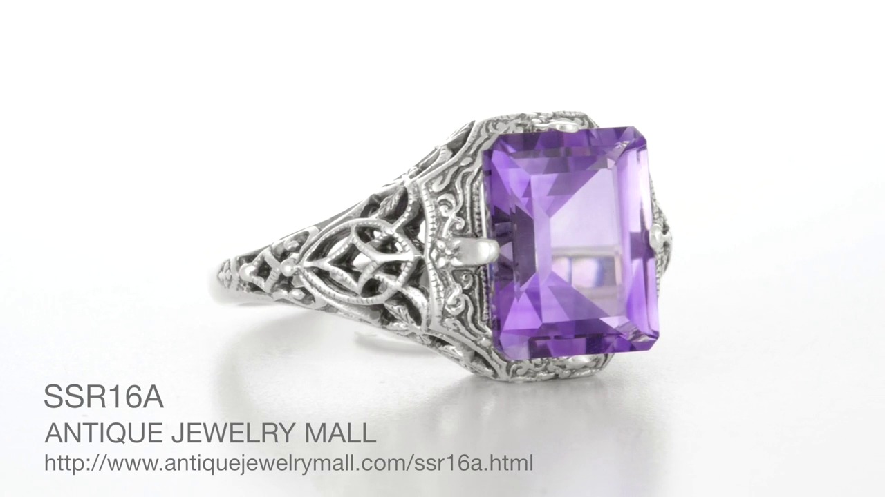 Details about   Big 30ct Sim Purple Amethyst Sterling Silver Filigree Ring Size {Made To Order} 