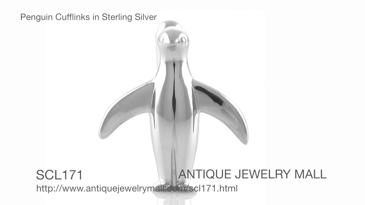 The Cufflink Store Sterling Silber Emaille Pinguin Manschettenknöpfe 