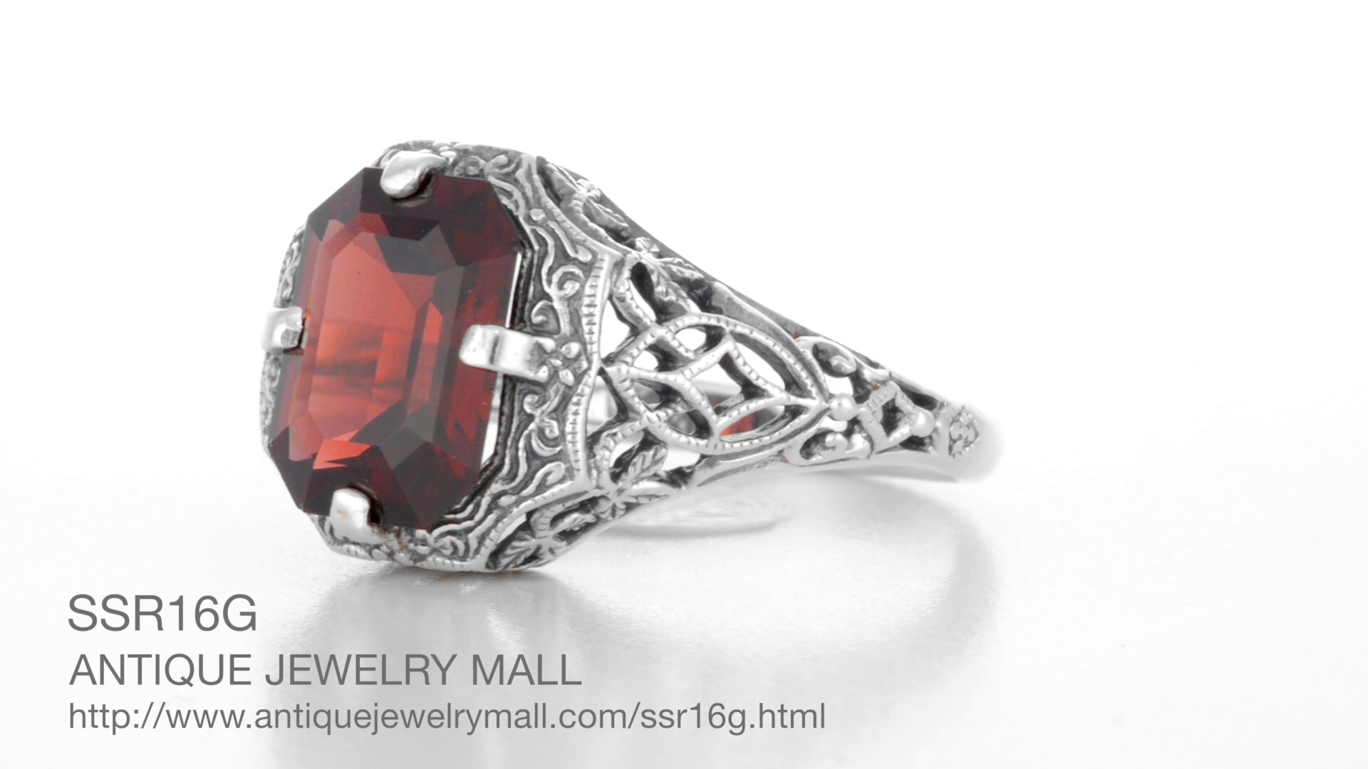 2 CT REAL GARNET ART DECO VINTAGE STYLE .925 STERLING SILVER RING SIZE 10 #869 